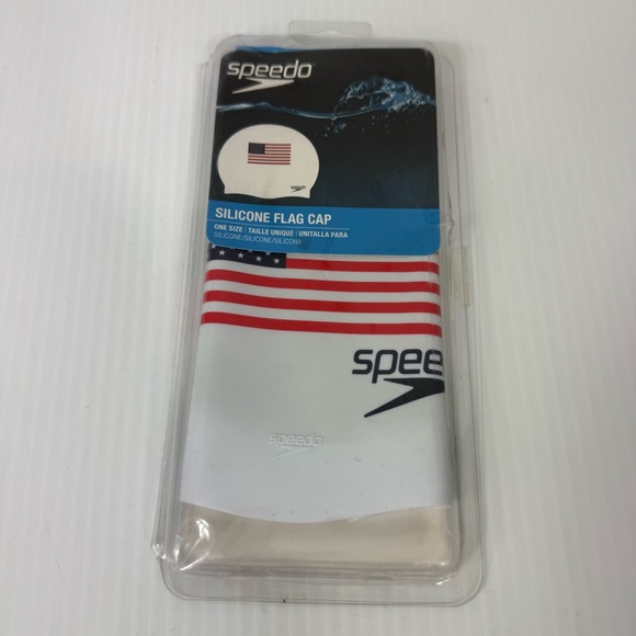 Speedo Other - NWT Speedo Unisex Soft Silicone American Flag White Adult Swim Cap Latex Free